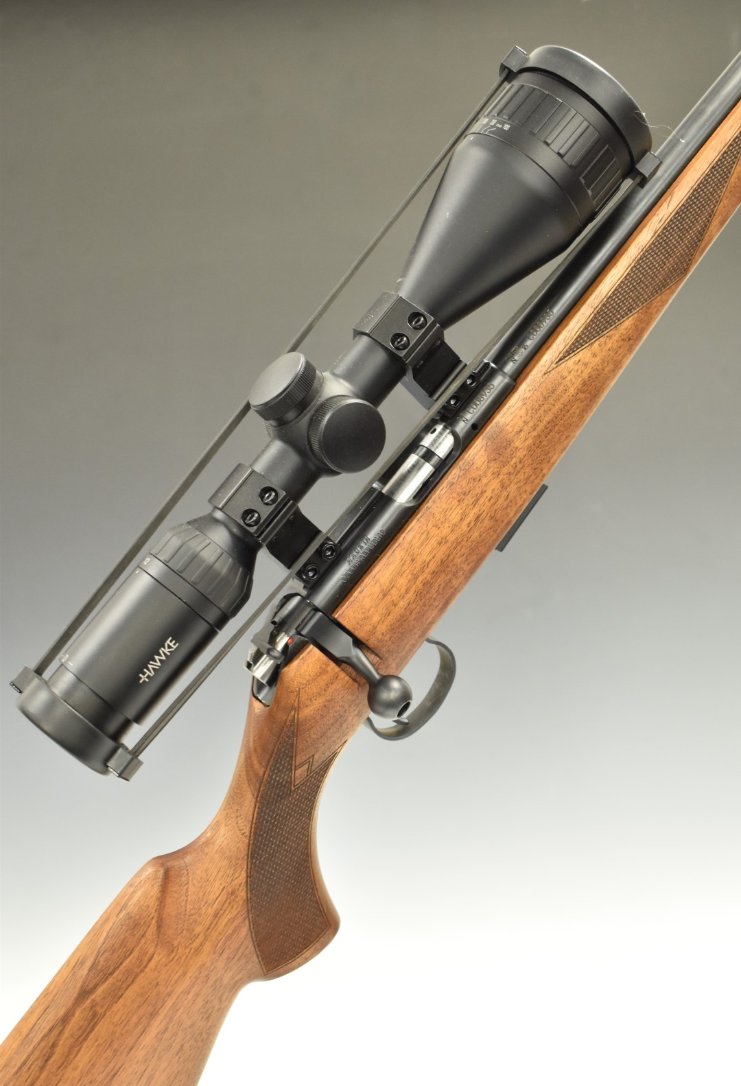 Cogswell & Harrison Certus .22LR semi-automatic rifle with chequered grip and forend, leather sling,