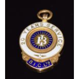 A 9ct gold and enamel fob for BIC Ltd, 1911, 10g