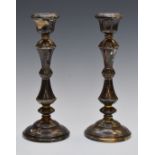 Pair of Elizabeth II hallmarked silver candlesticks, Birmingham 1961, maker W I Broadway & Co,