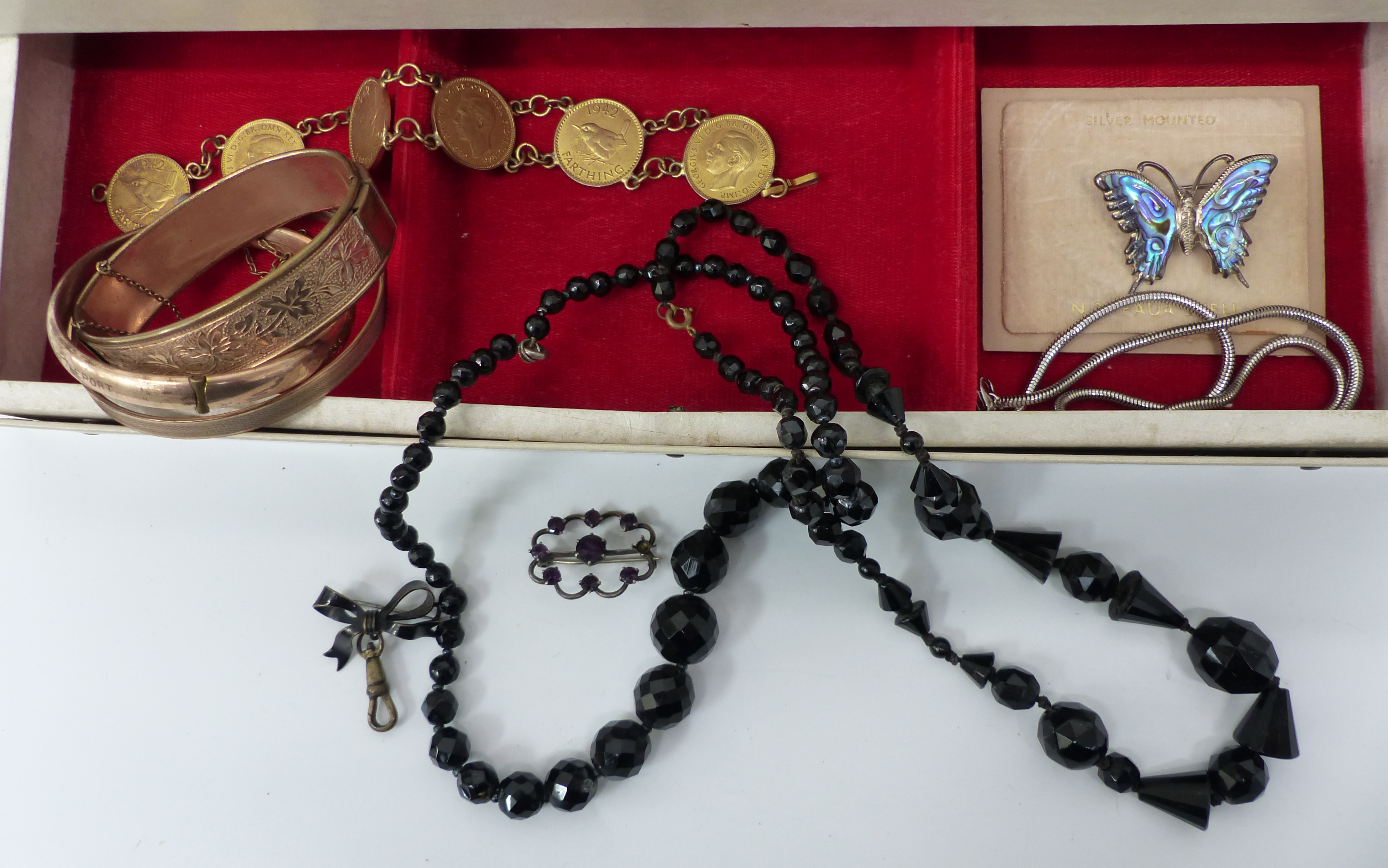 A collection of costume jewellery including Victorian mourning brooch, silver including paste set - Image 3 of 3