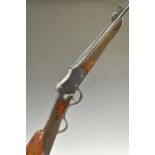 Belgian .22LR Winchester style Martini lever action rifle with chequered grip and forend, pop-up