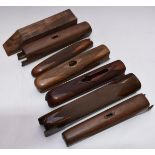 Six Beretta, Browning, Remington or similar chequered shotgun forends together with a walnut