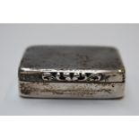 George Unite Victorian hallmarked silver snuff box, London 1866, length 5cm