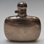 George V hallmarked silver spirit hip flask with hinged bayonet cap, Sheffield 1932, James Dixon and