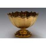 George V hallmarked silver gilt lobed pedestal bowl, Birmingham 1910, maker's mark indistinct,