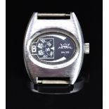 Smiths Astral gentleman's digital jump hour wristwatch with white Arabic numerals, blue dial,