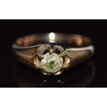 Victorian ring set with an old cut diamond of approximately 0.4ct, 3g, size M