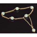 A late Victorian bracelet set with turquoise in spherical settings, 16.6g