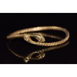 Victorian rope twist bangle with snake head decoration, 7.5g