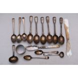 Hallmarked silver cutlery to include a set of six Victorian fiddle and thread pattern teaspoons,