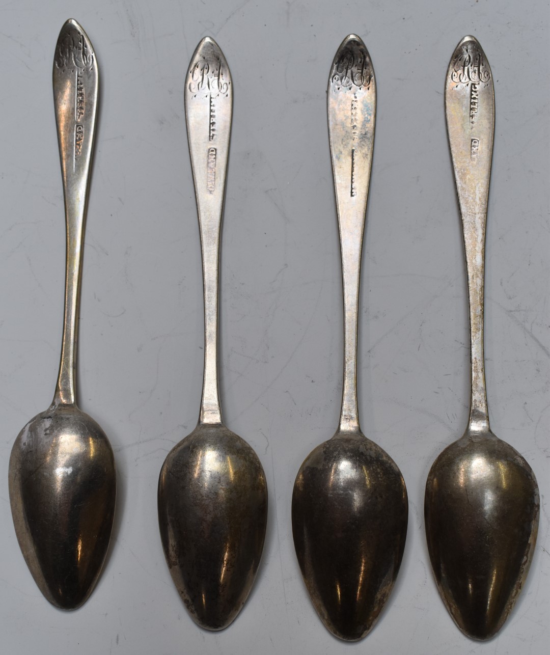 Set of four Irish provincial silver teaspoons marked Heyland Sterling, a James Heyland was a Cork - Image 2 of 4