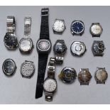 Fifteen gentleman's wristwatches including Buler, Services, Sekonda, Systema, Etienne, Timex,