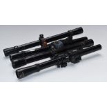Four rifle scopes comprising two Diana 3X, Nikko Stirling 4x15 and BSA 4x15
