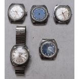 Five Roma gentleman's wristwatches each with date aperture, silver hands and hour markers, silver or