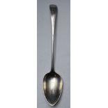 Georgian hallmarked silver Old English pattern basting spoon, London 1801, maker Thomas Wallis II,