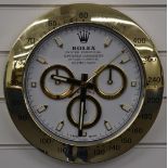 Rolex Oyster Perpetual Daytona shop display or advertising wall clock with white dial, tachymetre