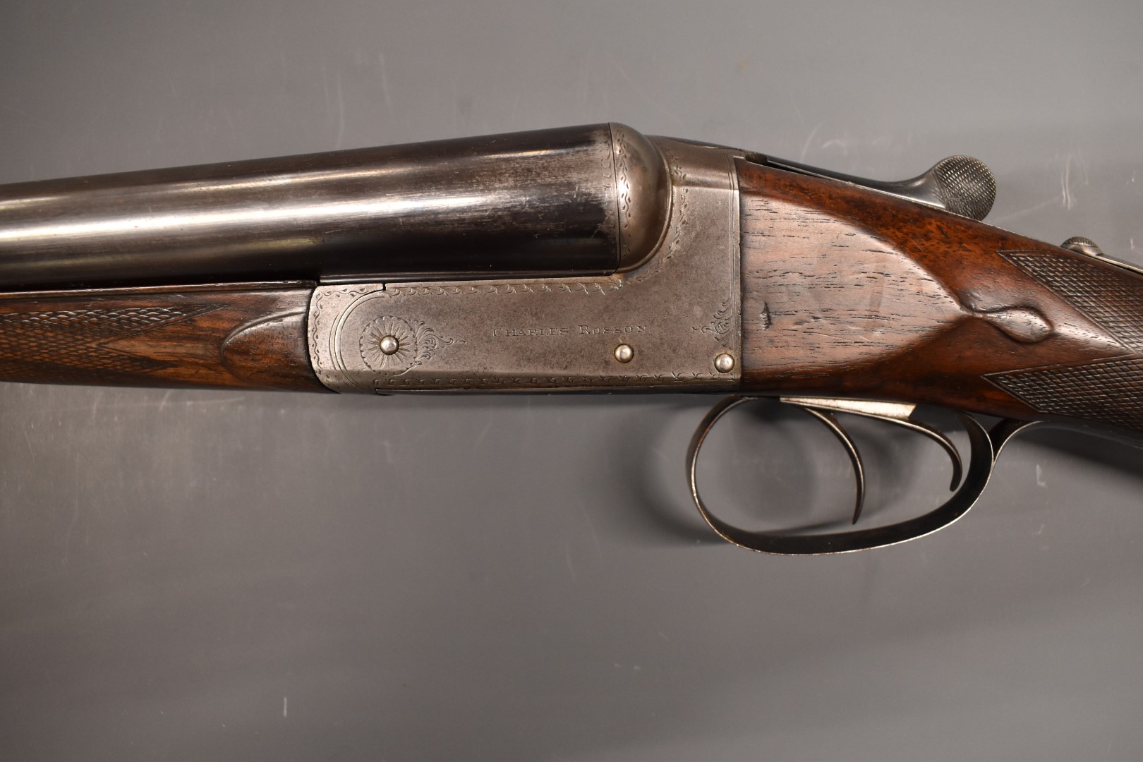 Charles Rosson & Son 12 bore side by side ejector shotgun with named lock, border engraved lock, - Image 7 of 11