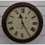 John Moore & Sons London, single fusee mahogany cased wall clock, mid to late 19thC, VR and name