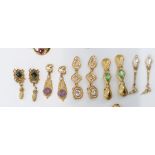 A collection of designer earrings including Swarovski, etc