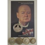 Silver proof 2006 Sir Winston Churchill Jersey £5 coin with certificate, together with a quantity of