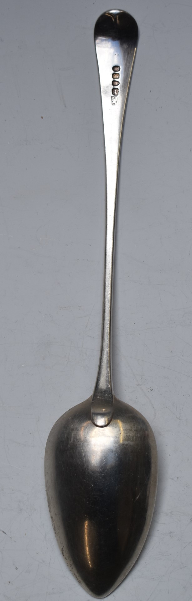 Georgian hallmarked silver Old English pattern basting spoon, London 1801, maker Thomas Wallis II, - Image 2 of 3