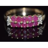 A 9ct gold ring set with rubies and diamonds, 2.2g, size P