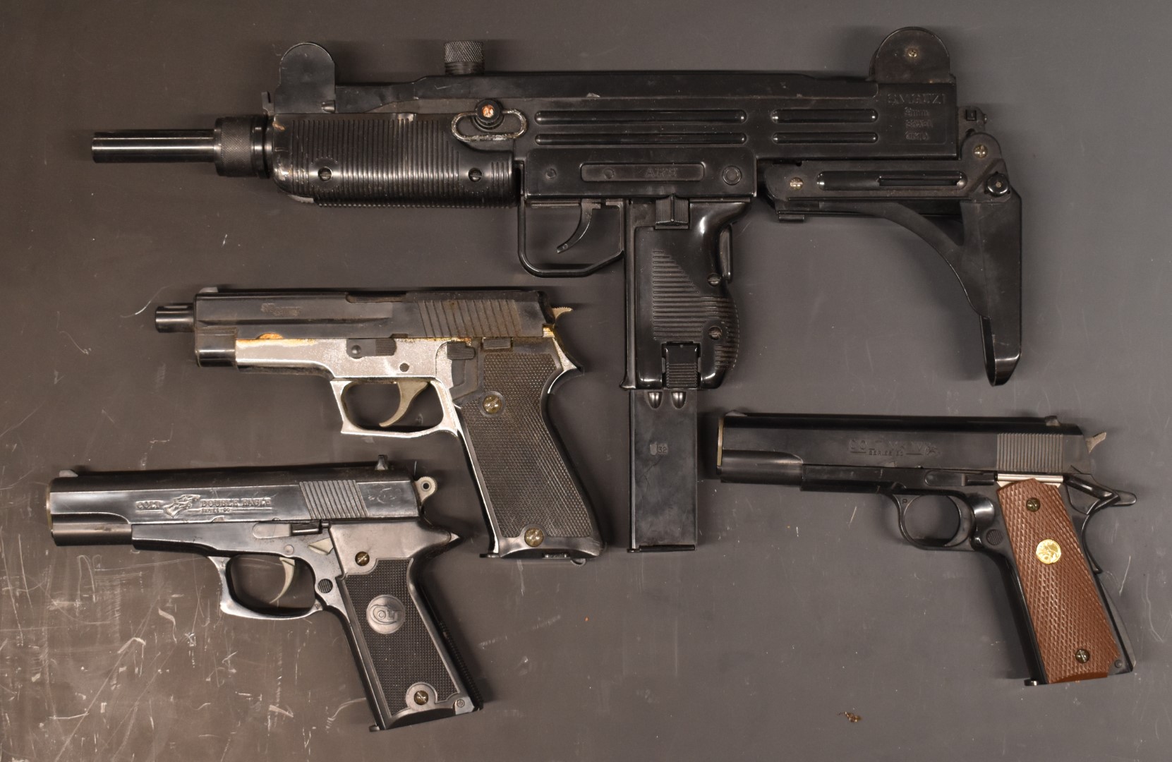 Four ASGK and L&S Co BB airsoft pistols comprising SMG Uzi, Colt Mk IV, Colt Double Eagle and Sig - Image 2 of 2