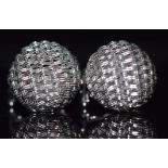 A pair of 18ct white gold earrings in a basket weave design, 8.1g