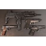 Four ASGK and L&S Co BB airsoft pistols comprising SMG Uzi, Colt Mk IV, Colt Double Eagle and Sig