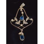 Edwardian 9ct gold pendant set with seed pearls and topaz, 1.8g