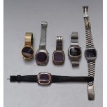 Six digital LCD gentleman's wristwatches including Commodore, Trafalgar, Texet and Odyssey.