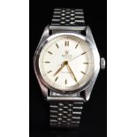 Rolex Oyster gentleman's wristwatch ref. 6082 with gold hands and baton markers, blued centre