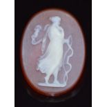A c1900 agate oval cameo depicting the goddess Diana, 2.8 x 2.1cm
