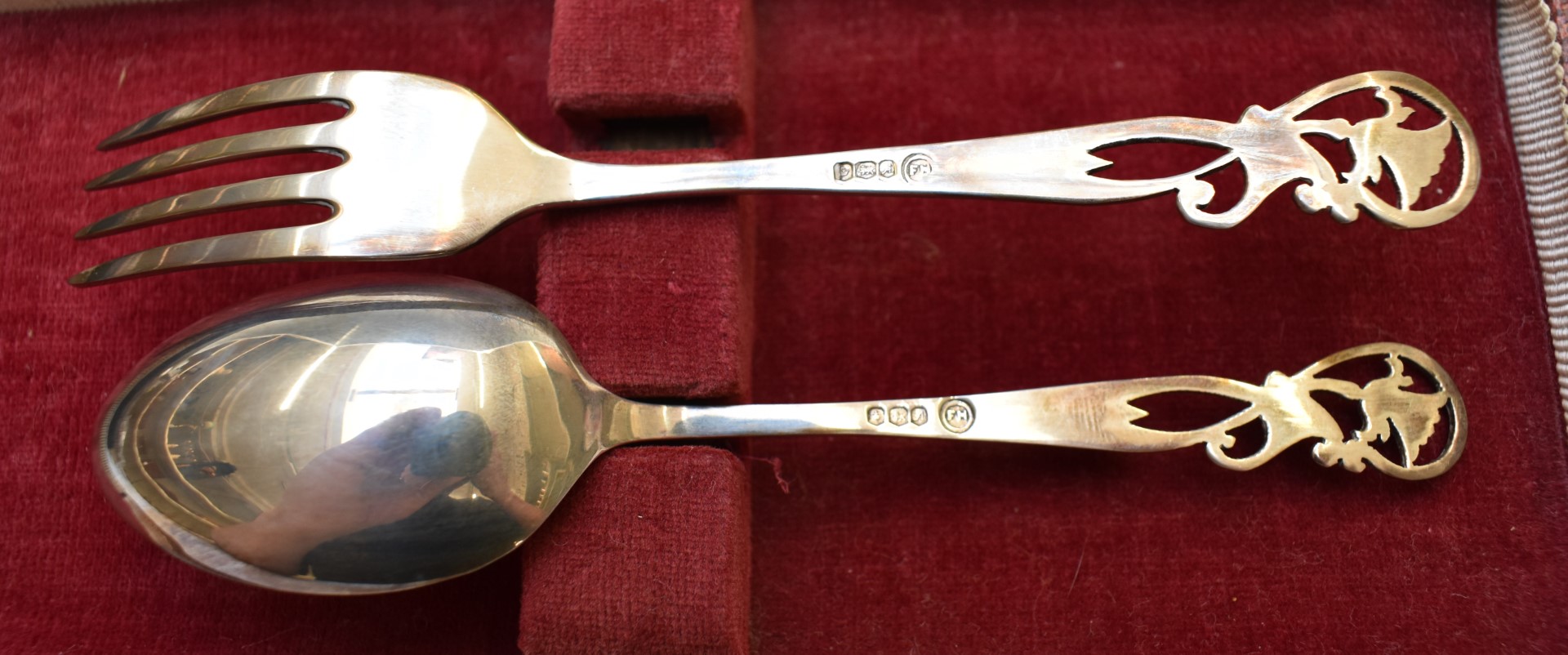 Two cased hallmarked silver teaspoons, cased hallmarked silver fork and spoon, hallmarked silver - Image 5 of 5