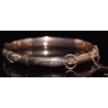 Victorian 9ct rose gold buckle bangle, 8g