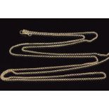 Victorian 9ct gold guard chain made up of circular links, 33.7g, 140cm long