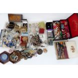 A collection of costume jewellery including Exquisite pendant, watches, vintage earrings, vintage