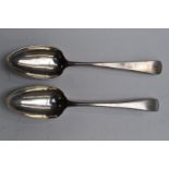 Two George III hallmarked silver Old English pattern table spoons, London 1796, maker Thomas