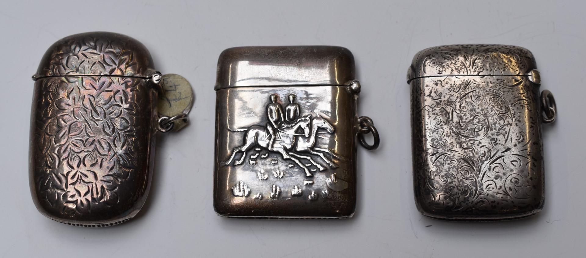 Victorian hallmarked silver vesta case, Chester 1896, maker William Neale, further vesta case marked - Image 2 of 3