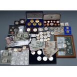 A large collection of coins, coin sets etc to include 1953 Coronation, four USA Liberty dollars,
