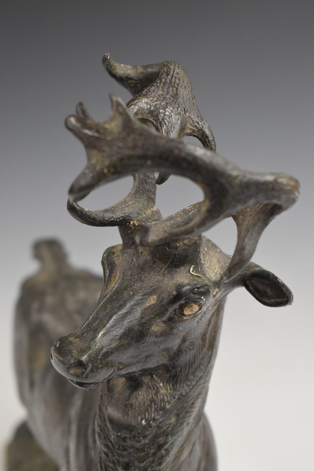 Spelter study of a stag on naturalistic base, H40cm - Image 5 of 6
