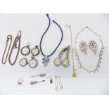 A collection of jewellery including Thomas Sabo bracelet, two silver fob watches, Victorian silver