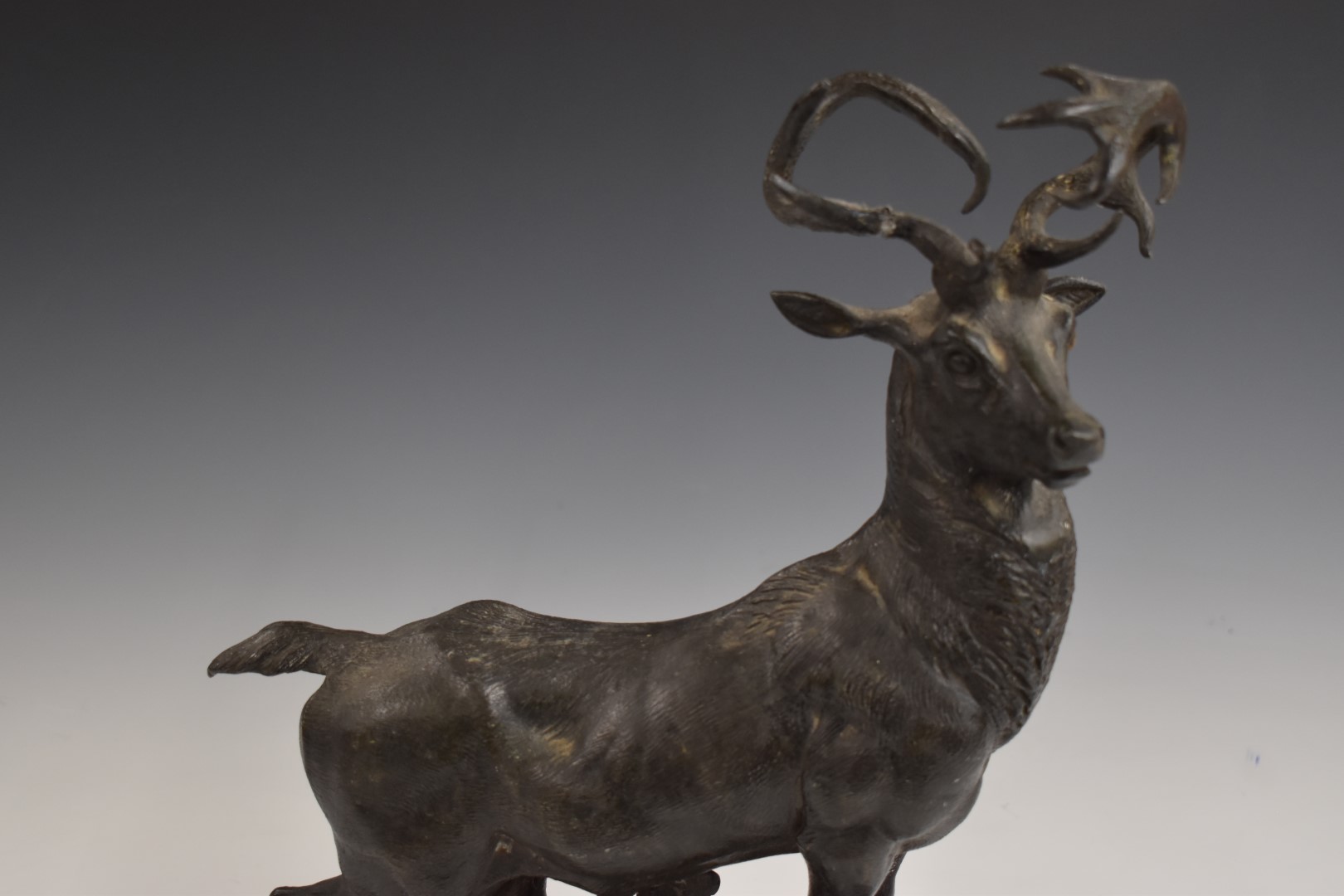 Spelter study of a stag on naturalistic base, H40cm - Image 6 of 6