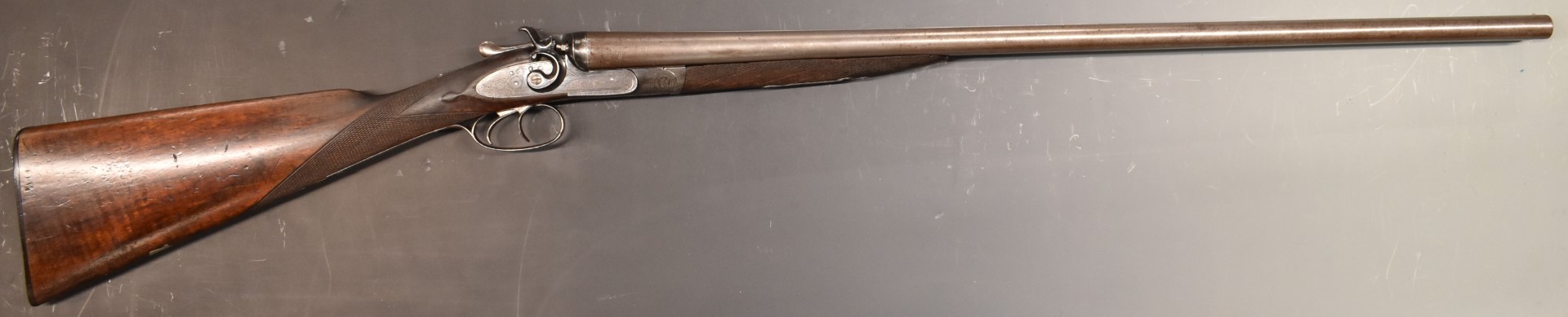 English 12 bore side by side hammer action shotgun with engraved locks, stylised hammers, trigger - Image 2 of 11