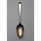 George III bottom hallmarked silver Old English pattern table spoon, London 1764, maker's mark GH or