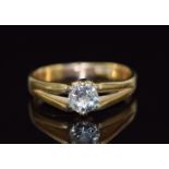 An 18ct gold Victorian ring set with an old cut diamond of approximately 0.65ct, 4.4g, size P