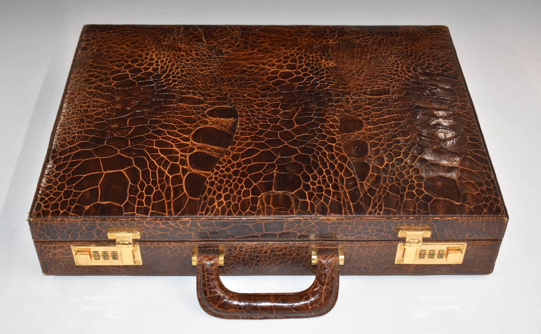 Two vintage snakeskin attaché cases with fitted interiors, W44 x D33 x H8.5cm - Image 2 of 5