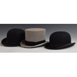 A top hat by Christys', London size 7 and two bowler hats, one by Woodrow, Piccadilly the other