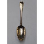 George III bottom hallmarked silver Hanoverian pattern table spoon, London 1763, maker's mark likely