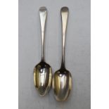 Two Peter and William Bateman George III hallmarked silver Old English pattern table spoons London